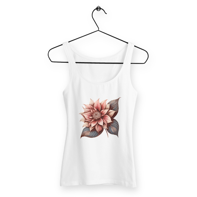 Image back Débardeur Femme Cintré. Fleur multicolore imprimée en France