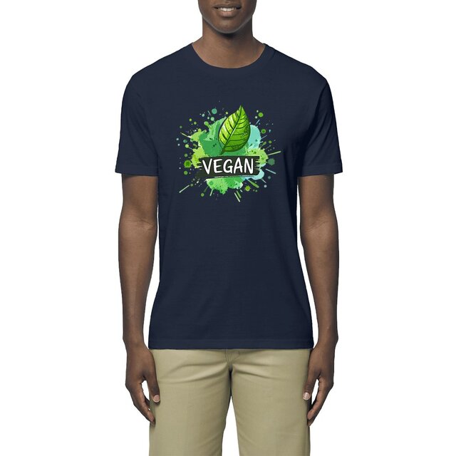 Image front T-shirt végan unisexe léger. Logo végan imprimé en France à la demande