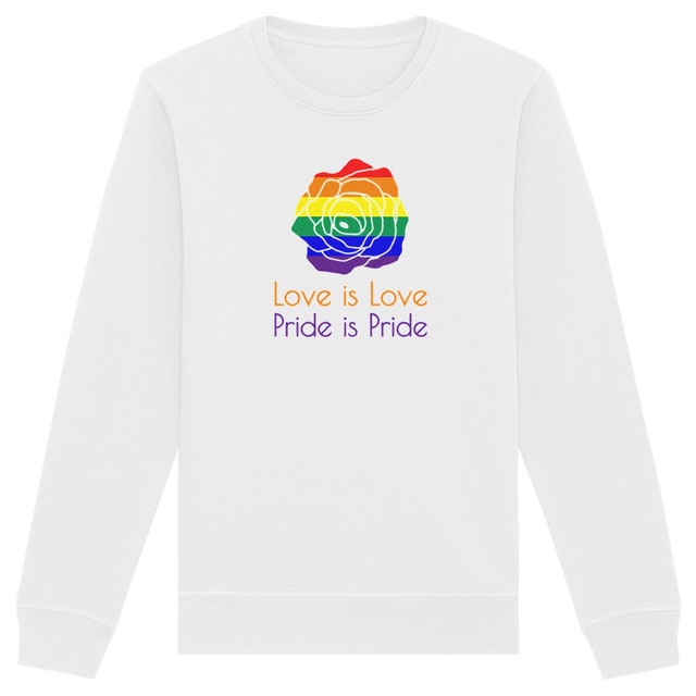 Image back Sweat-shirt bio et recyclé unisexe LGBT - Love is Love, Pride is Pride