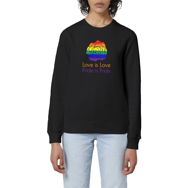 Image front Sweat-shirt bio et recyclé unisexe LGBT - Love is Love, Pride is Pride