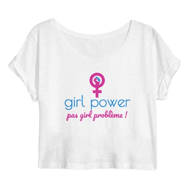 Image back  Crop top végan en coton biologique. Girl power, pas girl problème !