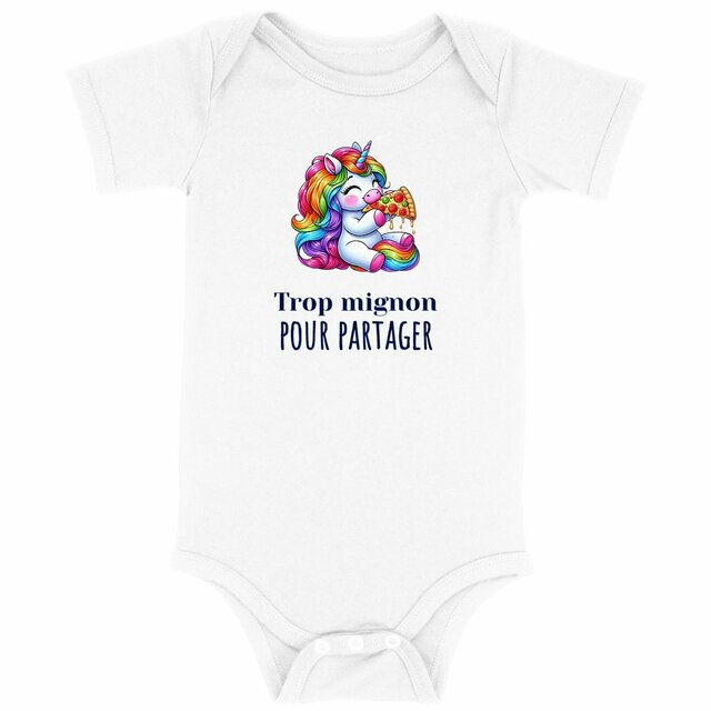 Image back Body bébé Licorne 100% coton biologique. Trop mignon pour partager