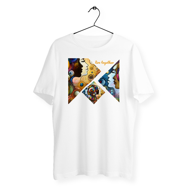 Image back T-shirt unisexe léger. Le t-shirt du vivre ensemble. Live together