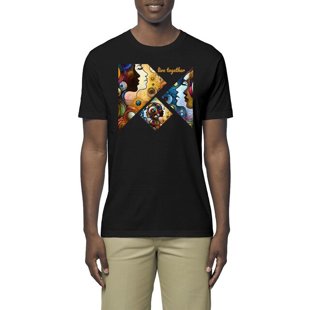 Image front T-shirt unisexe léger. Le t-shirt du vivre ensemble. Live together