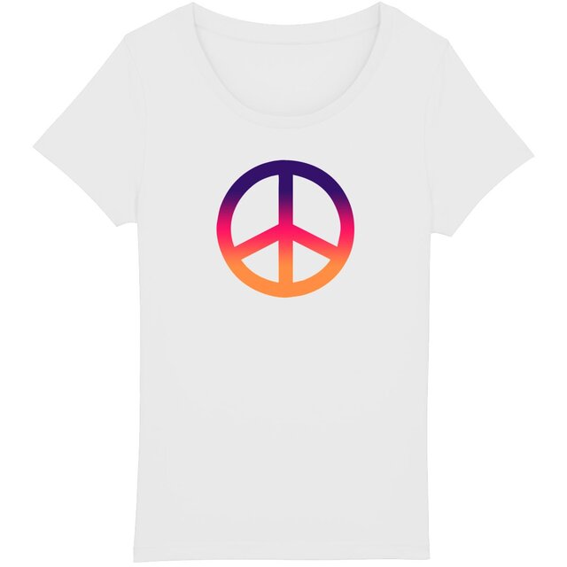 Image back T-shirt pour femme végan - Vivre ensemble. Peace and love
