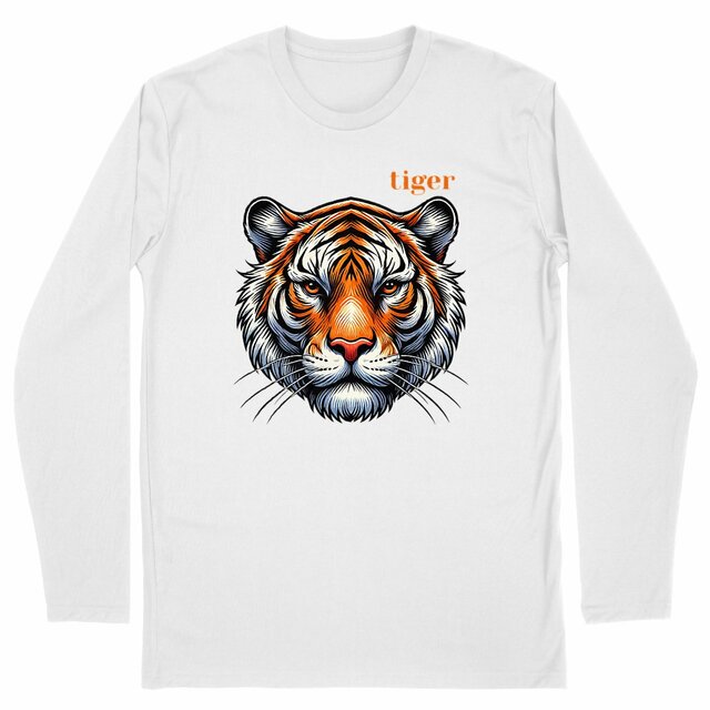 Image back T-shirt tigre homme classique manches longues. Coton bio