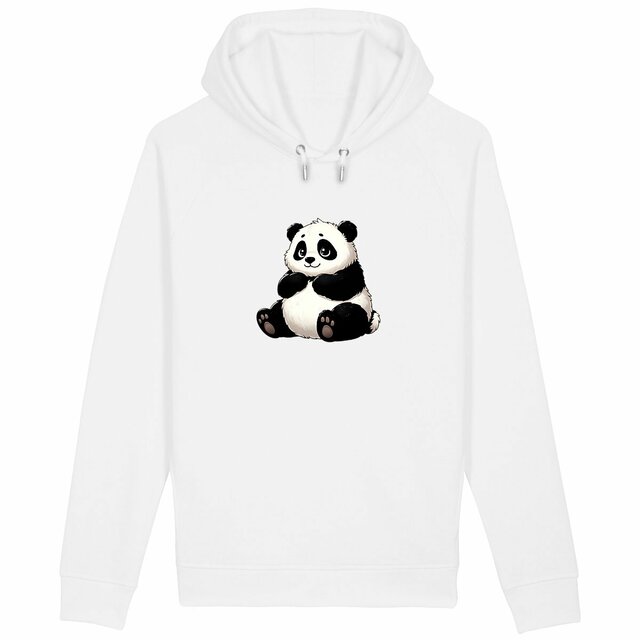 Image back Sweat panda à capuche avec poches latérales. Coton et polyester recyclés