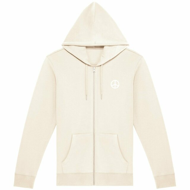 Image back Sweat à capuche zippé unisexe peace and love 100% écolo. Imprimé France
