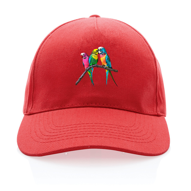 Image back Casquette en coton recyclé. 3 Perruches imprimées en France