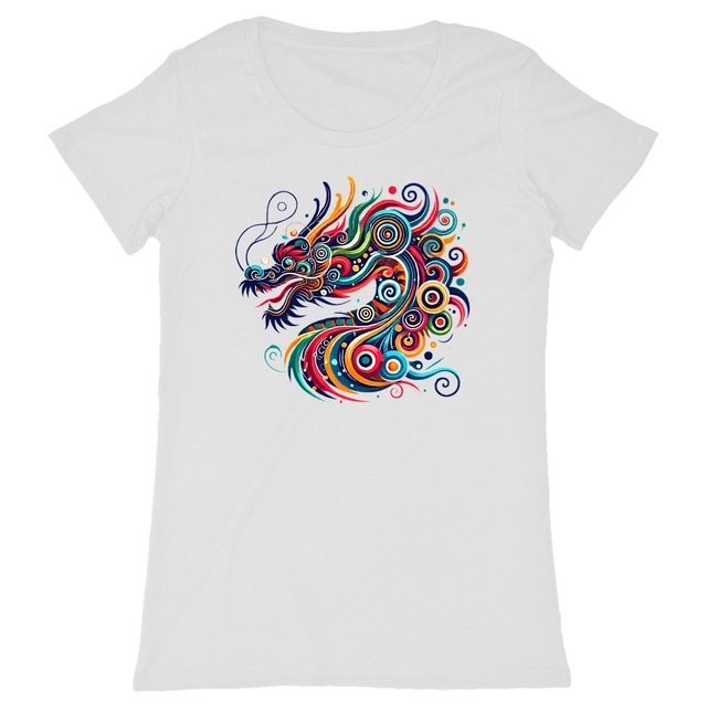 Image back T-shirt dragon femme en coton biologique