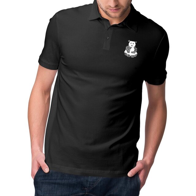 Image front Polo Homme Premium Coton Biologique. Panda imprimé