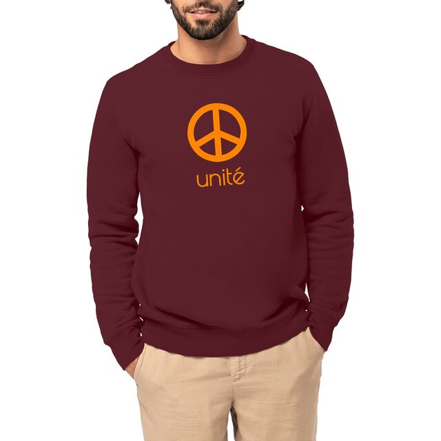 Image front Sweat-shirt écoresponsable vivre ensemble unisexe - Unité - Logo Peace and Love