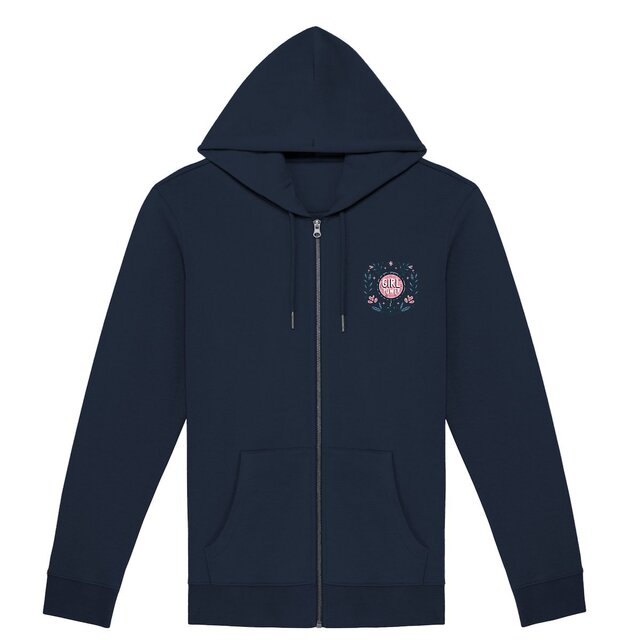 Image front Sweat à capuche zippé unisexe. Sweat durable et respectueux de l'environnement. Girl Power