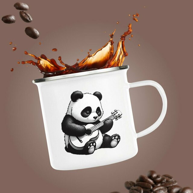 Image front Mug panda en métal émaillé