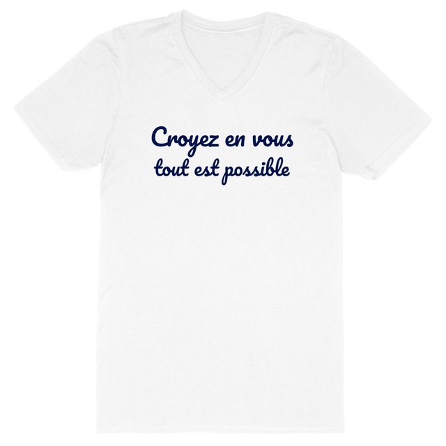 Image back T-shirt végan pour homme Col V - Croyez en vous, tout est possible