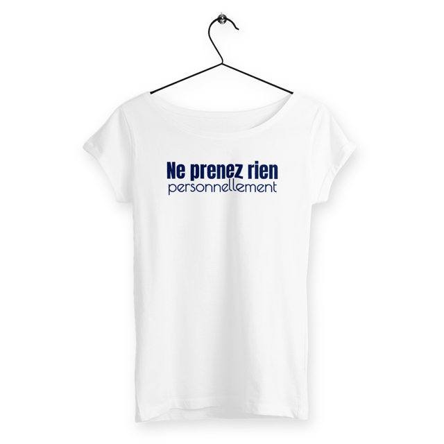 Image back T-shirt végan pour femme Slub. 100 % coton biologique. Ne prenez rien personnellement