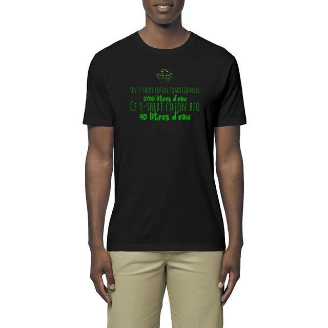 Image front T-shirt unisexe léger en coton biologique avec un slogan percutant