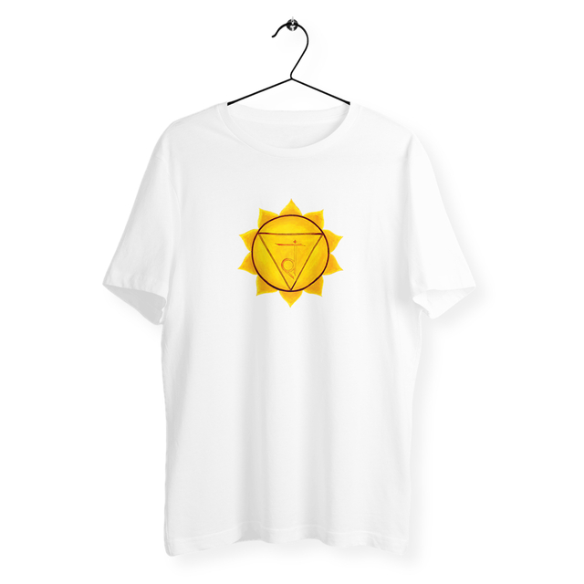 Image back T-shirt unisexe léger. Végan et bio. Chakra du plexus solaire. Dessin à la main