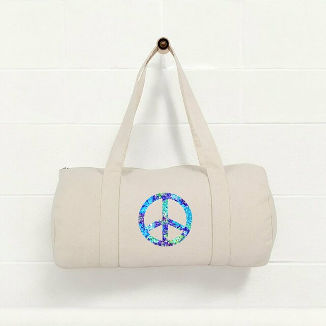 Image front Sac vivre ensemble Polochon. Peace and love