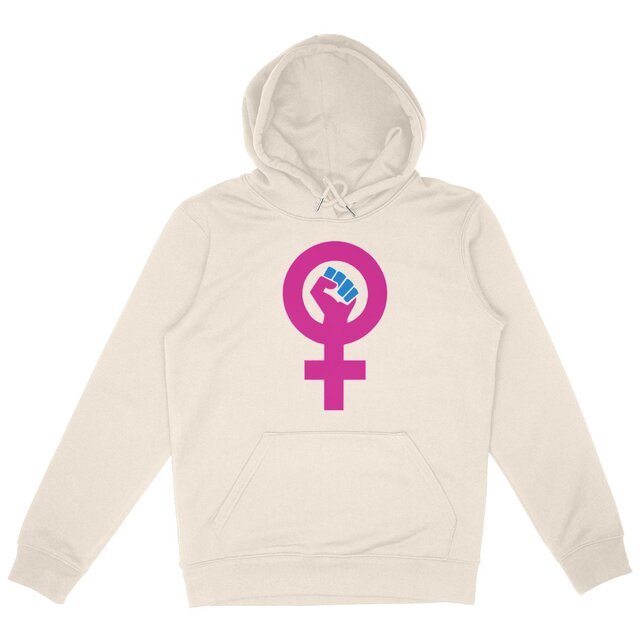 Image back Sweat à capuche Unisexe. Poing féministe. Imprimé en France