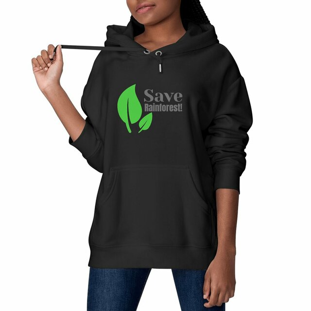 Image front Sweat à capuche militant écologie unisexe. Save Rainforest!