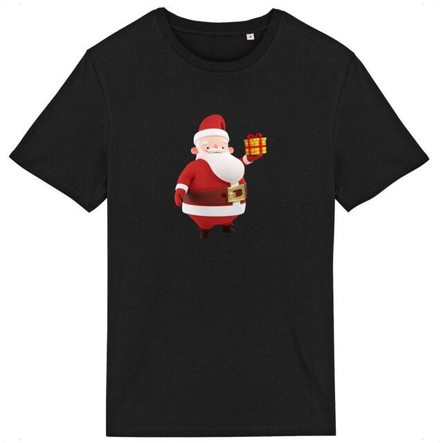 Image back T-shirt unisexe léger équitable en coton biologique - Père Noël imprimé