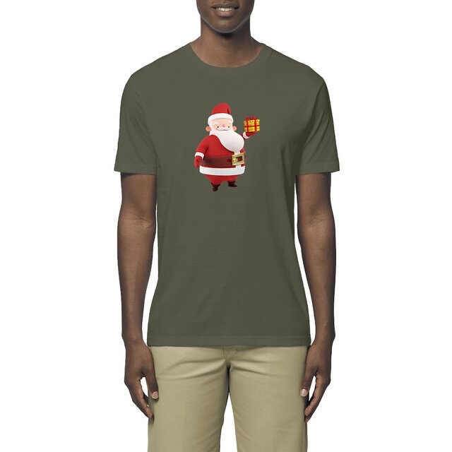 Image front T-shirt unisexe léger équitable en coton biologique - Père Noël imprimé