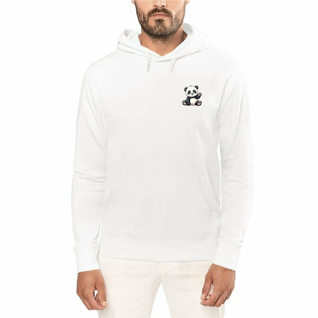 Image front Sweat à capuche Panda unisexe. Fabrication éthique et imprimé en France