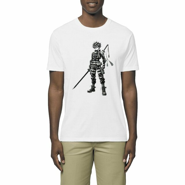 Image front T-shirt manga unisexe léger en coton bio