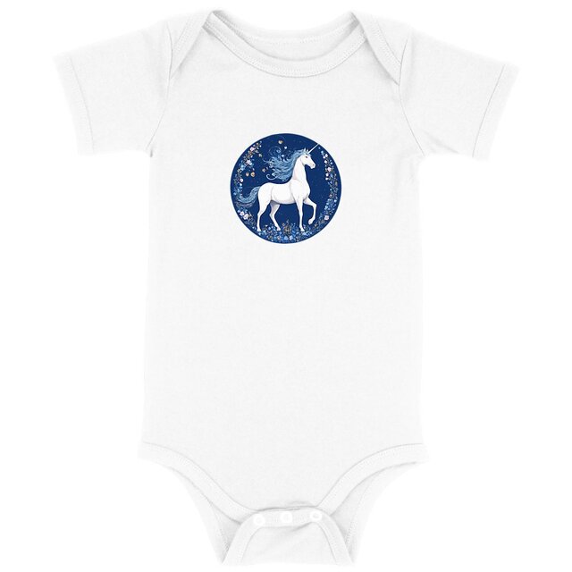 Image back Body bébé coton biologique - body licorne imprimée