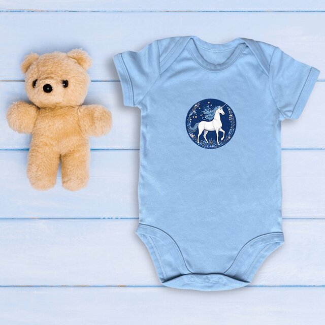 Image front Body bébé coton biologique - body licorne imprimée
