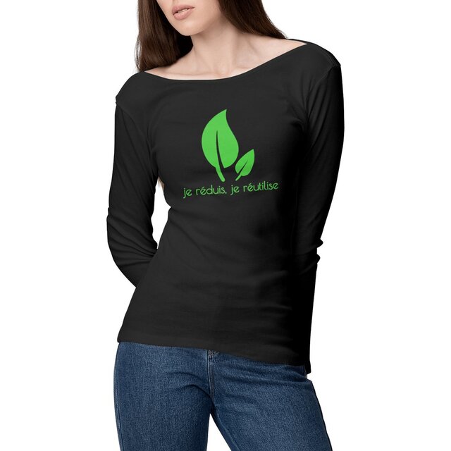 Image front T-shirt Femme manches longues coton bio - je réduis, je réutilise