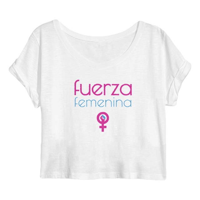Image back Crop top Femme en coton biologique - Fuerza femenina