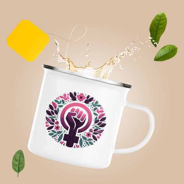 Image front Mug metal vintage, mug, tasse café thé girl power imprimé de chaque côté