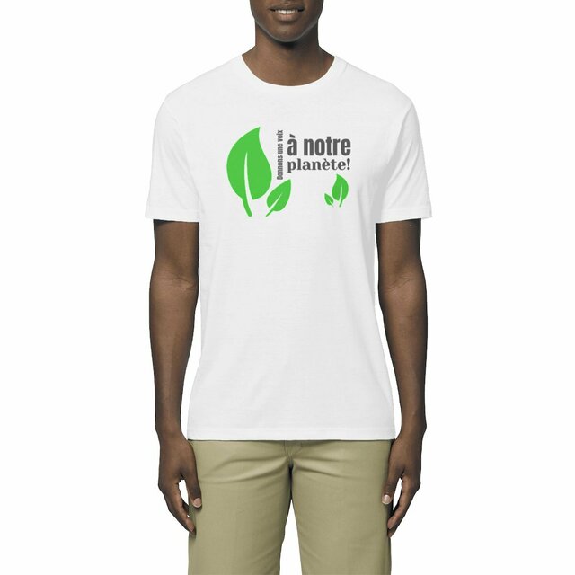 Image front T-shirt militant unisexe bio - Donnons une voix à notre planète!