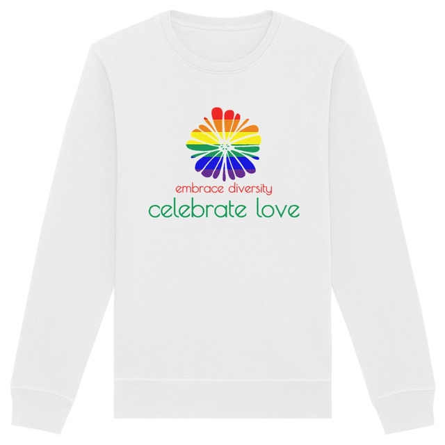 Image back Sweat-shirt militant LGBT éco-responsable unisexe - Embrace diversity, celebrate love