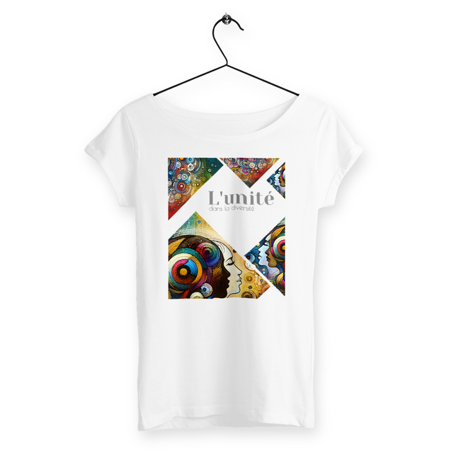 Image back T-shirt Femme Slub en coton biologique. L'unité dans la diversité. Vivre ensemble