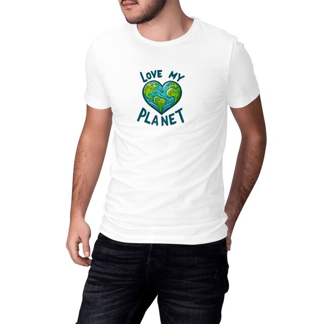Image front T-shirt Unisexe bio. Love my planet