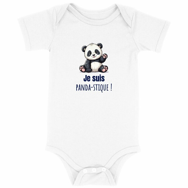 Image back Body bébé coton biologique. Je suis panda-stique !
