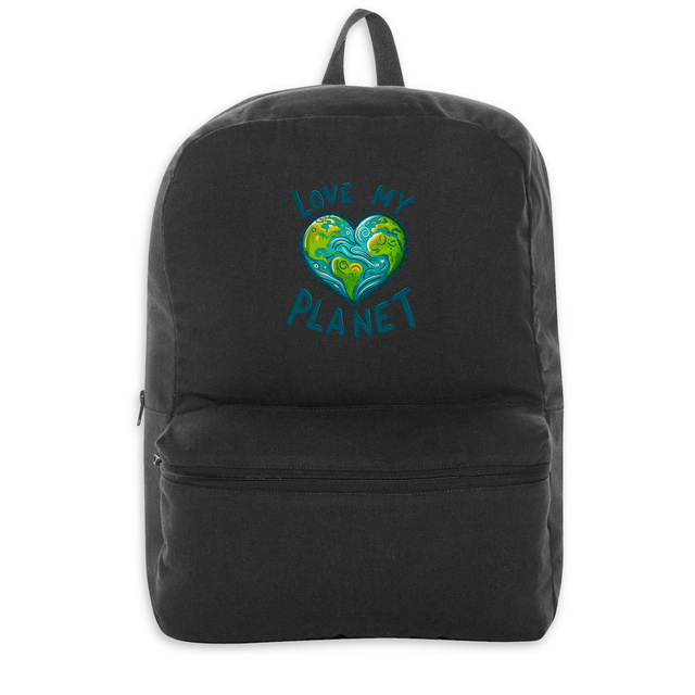 Image back Sac à dos 100 % recyclé en coton et polyester. Love My Planet. 41 x 30 cm