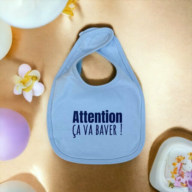 Image front Bavoir bébé coton biologique et végan - Attention, ça va baver !