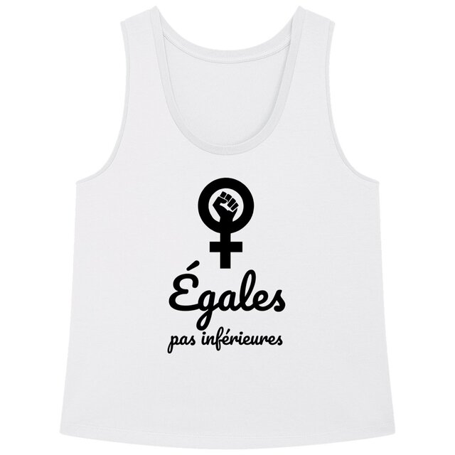 Image back Débardeur femme ample premium - Poing féministe, Égales, pas inférieures