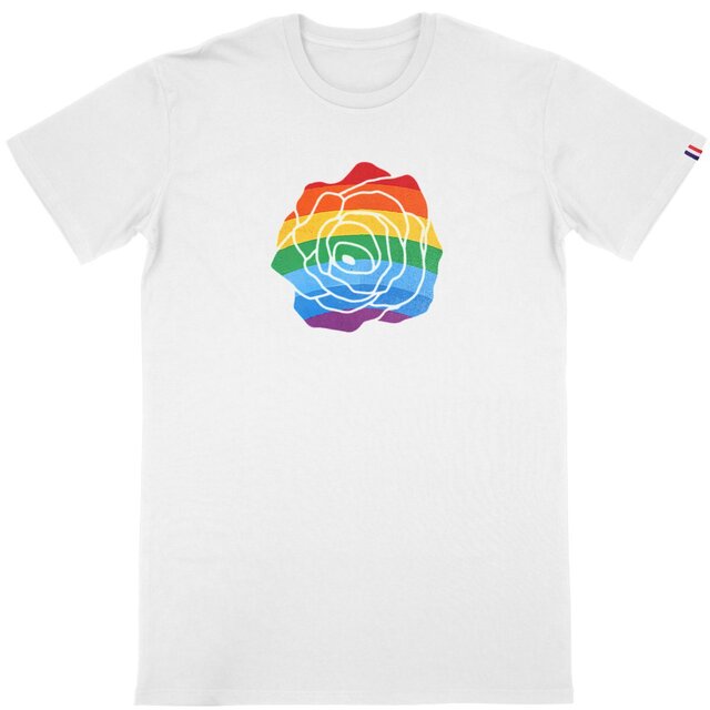 Image back T-shirt Homme Made in France. Fleur LGBTQIA+ imprimée en France
