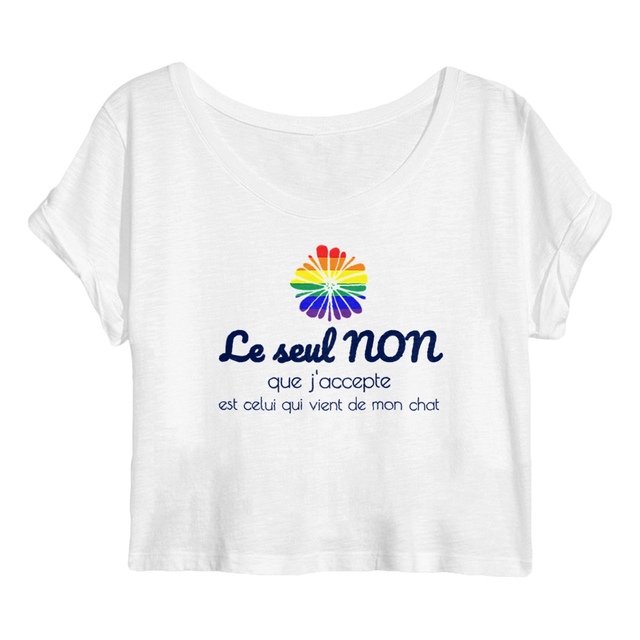 Image back Crop top 100% coton biologique Femme - Le seul NON que j'accepte est celui qui vient de mon chat