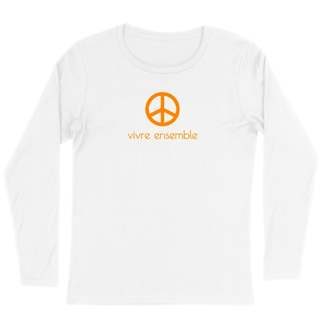 Image back T-shirt femme militante manches longues. Vivre ensemble. 100% coton bio