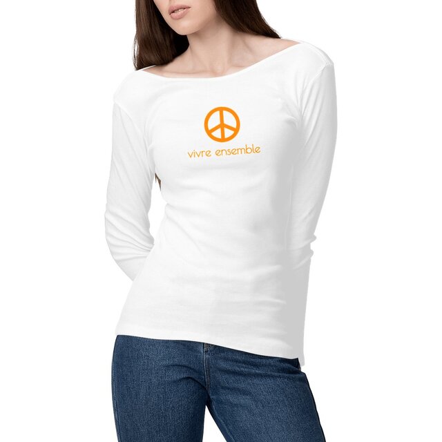 Image front T-shirt femme militante manches longues. Vivre ensemble. 100% coton bio