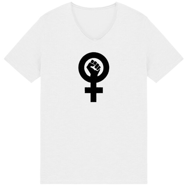 Image back T-shirt végan Homme Slub - Poing féministe - Engagement féministe