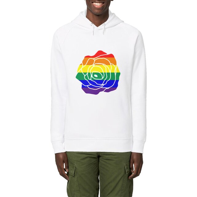 Image front Sweat à capuche végan avec poches latérales. Coton biologique filé et peigné et polyester recyclé