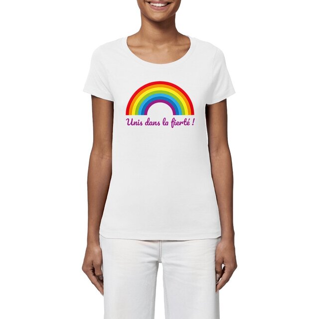 Image front T-shirt Femme 100% coton biologique - Unis dans la fierté !