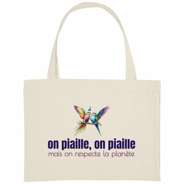 Image back Shopping bag 2 perruches. On piaille, on piaille mais on respecte la planète